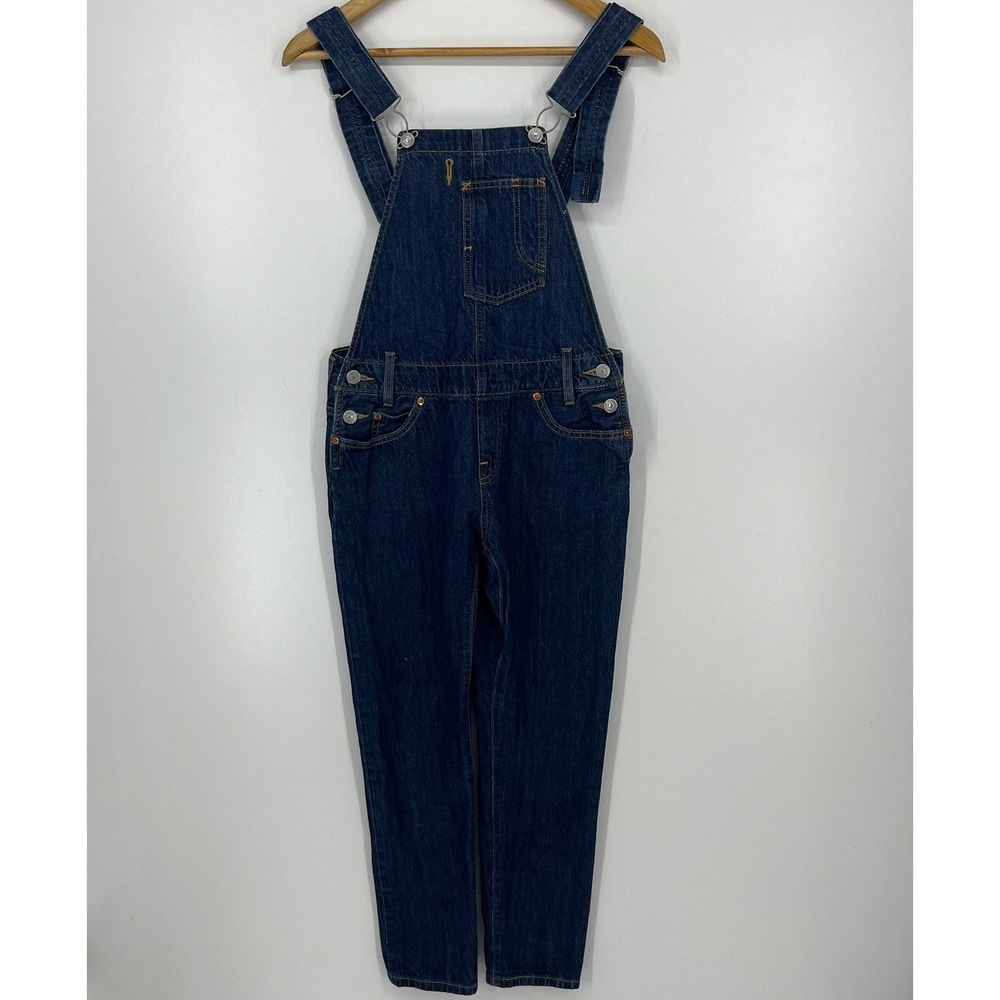 Levis Womens Denim Overalls Dark Wash Slim Straight Leg Blue Size XS